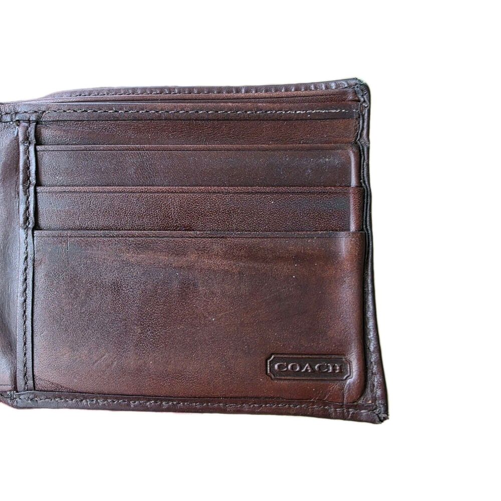 Coach Men’s Thin Bifold Wallet Genuine Leather Card Holder - Picture 5 of 13